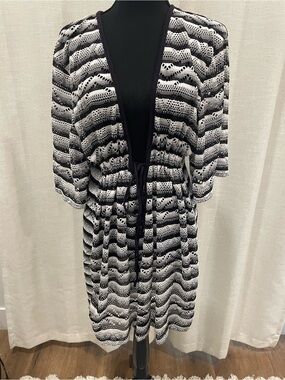 a.n.a Black and White Crochet Swim Coverup
